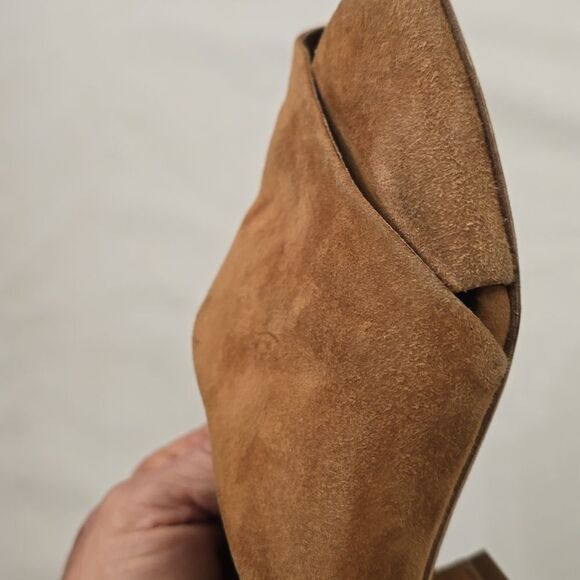 Vince Karsen Suede Sandals Cedar Block Heel Criss Cross Straps Size 8 - Picture 7 of 8